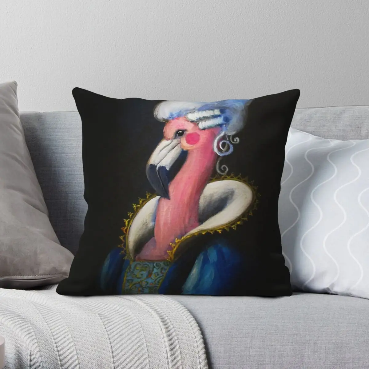 Marie Antoinette Pink Flamingo Square Pillowcase Polyester Linen Velvet Creative Zip Decorative Sofa Cushion Cover