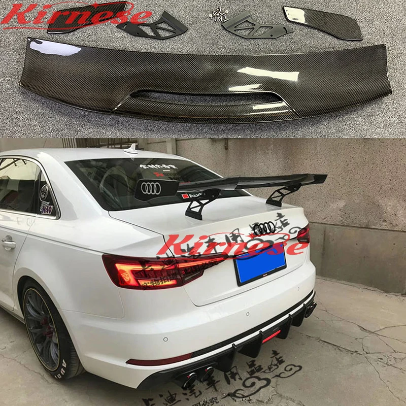 For Audi A3 S3 RS3 S4 A4 A5 A6 B8 B9 High Quality Carbon Fiber Rear Trunk Universal Spoiler MAD Style 2009 - UP