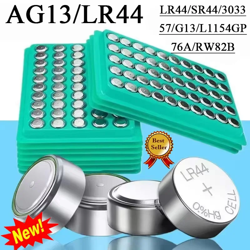 New AG13 LR44 A76 357 357A LR1154 SR1154 SR44 1.55V Alkaline Battery for Watch Calculator Car Key Remote Clock Button Coin Cell