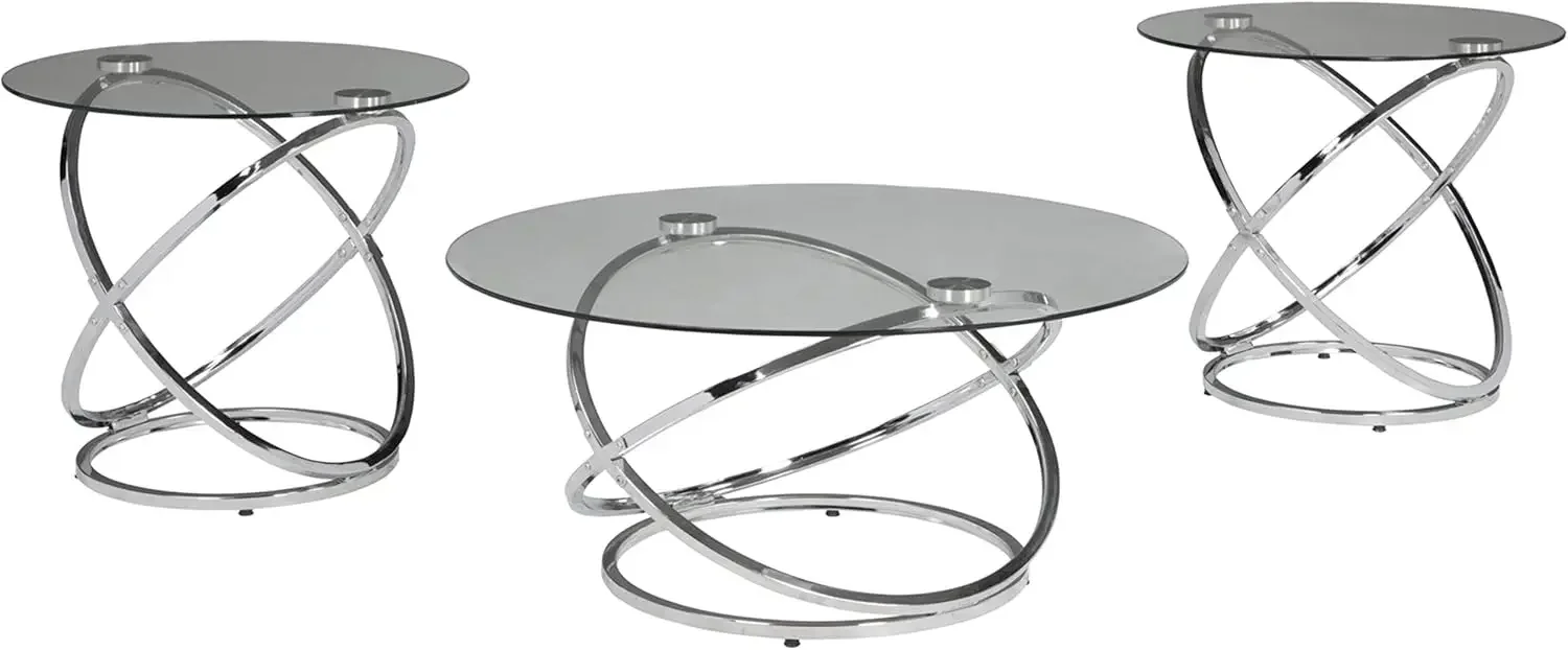 Contemporary Round 3-Piece Table Set, Includes Coffee Table and 2 End Tables