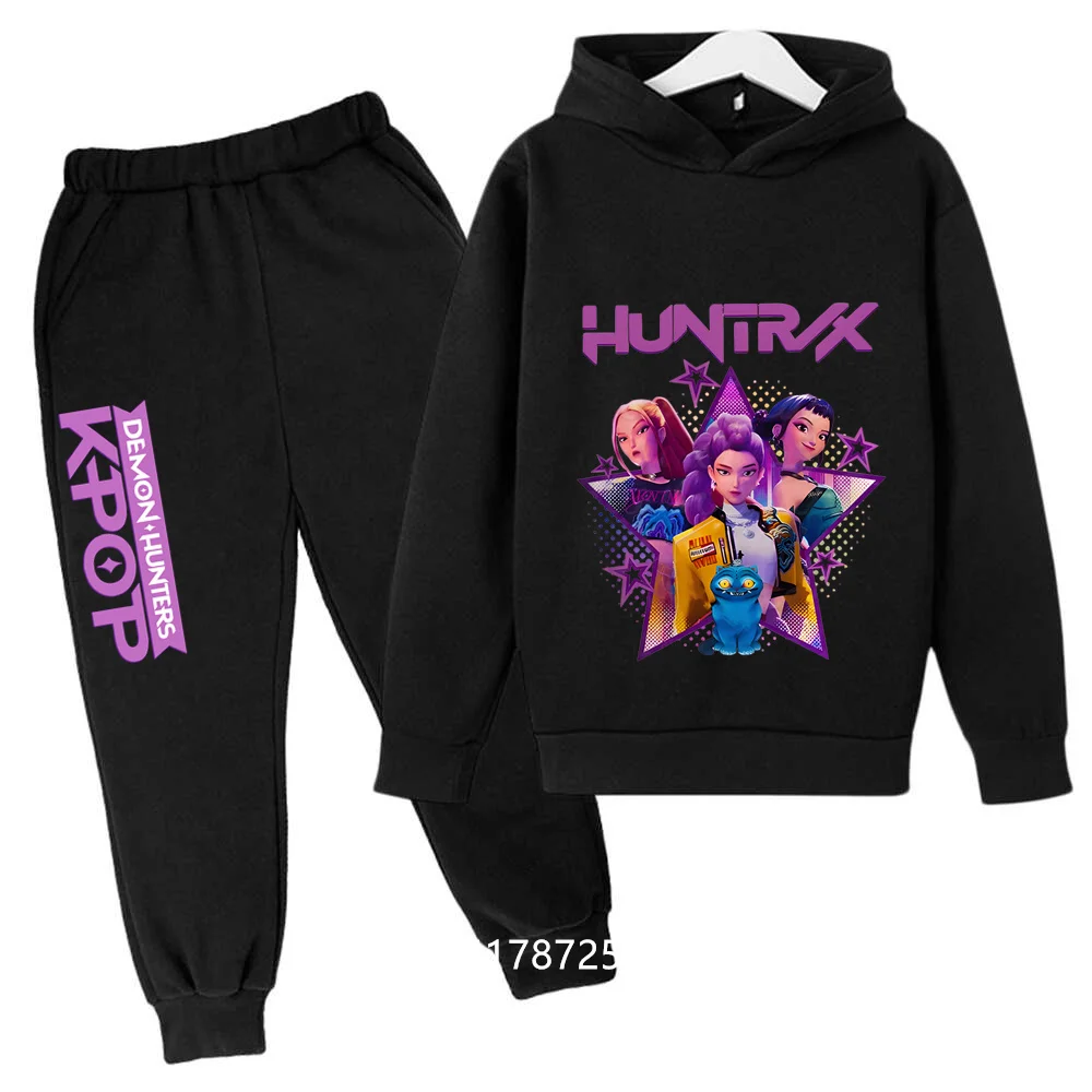 

Kpop Demon Hunters Kids New Fashion Cartoon Print 2pcs Hoodie+Pants Sportsuits Casual Outfits Clothes For 2-13 Years Boys Girls