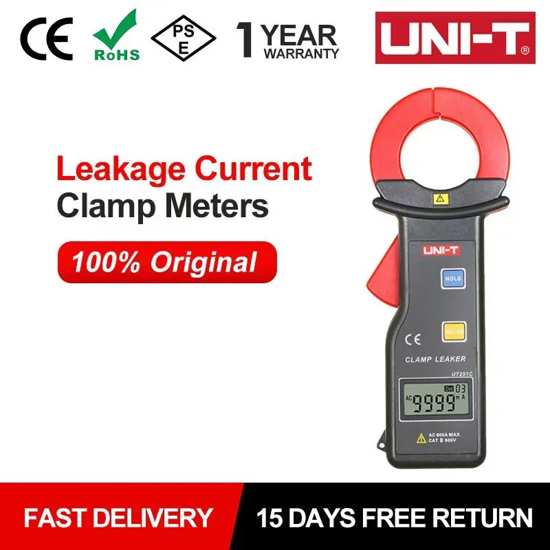 UNI-T Leckstrom Clamp Meter UT251C 600A Amperometric Clamp Digitale Amperemeter Strom Tester Hohe Empfindlichkeit Daten Halten