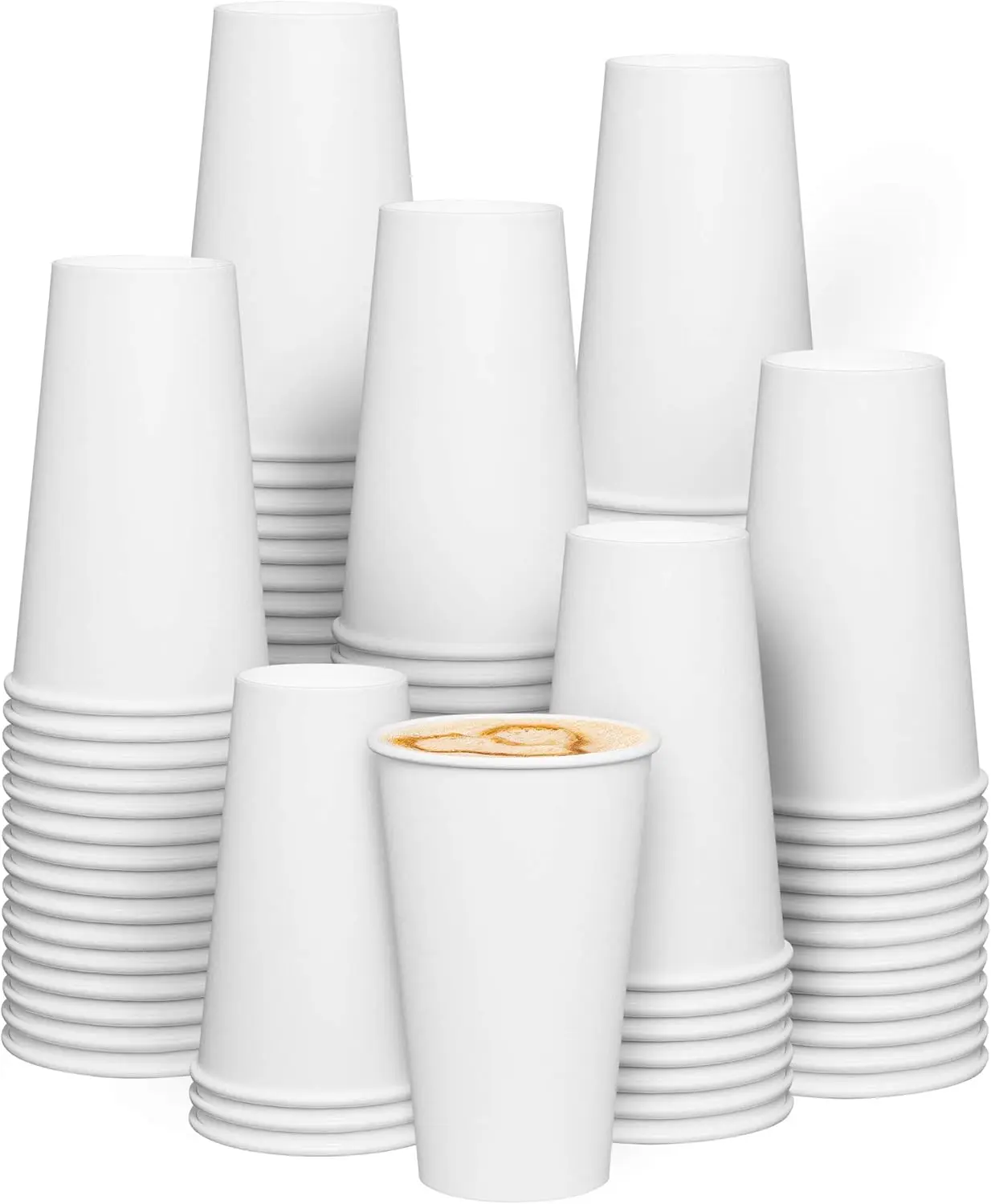 

16 oz White Disposable Paper Cups for Hot & Cold Drinks [200 Count] Sturdy, Eco-Friendly Coffee Cups for Home, Office &