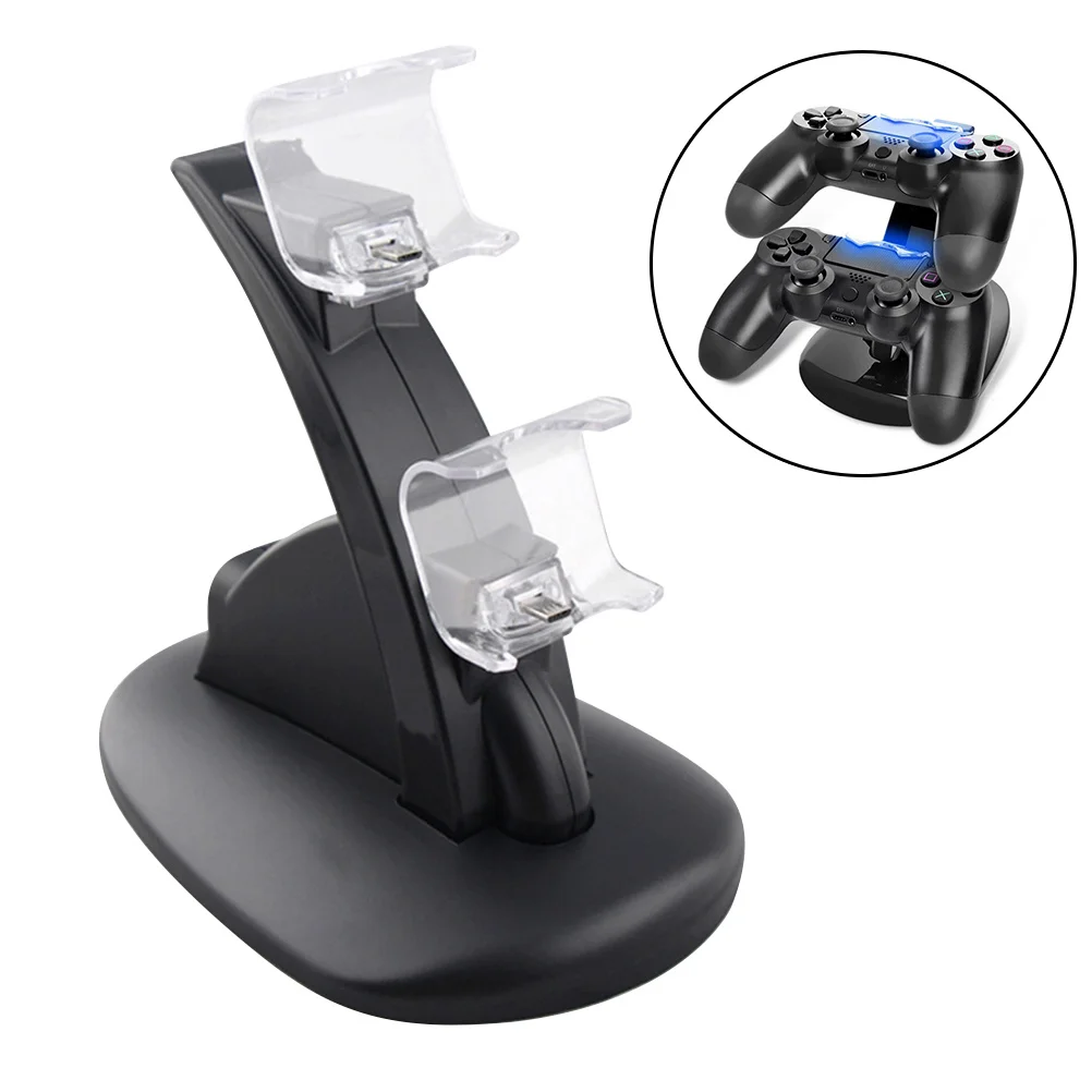 

Dual USB Charging Station for Pro Slim Controller LED Indicator Fast Charge Stand Dock Black Controller