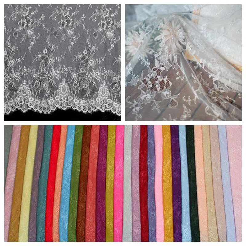 300x150cm Allover Flowers Vine Design Eyelash French Lace Fabric for Sewing Clothes Wedding Party Evening Dress Handmade Fabric