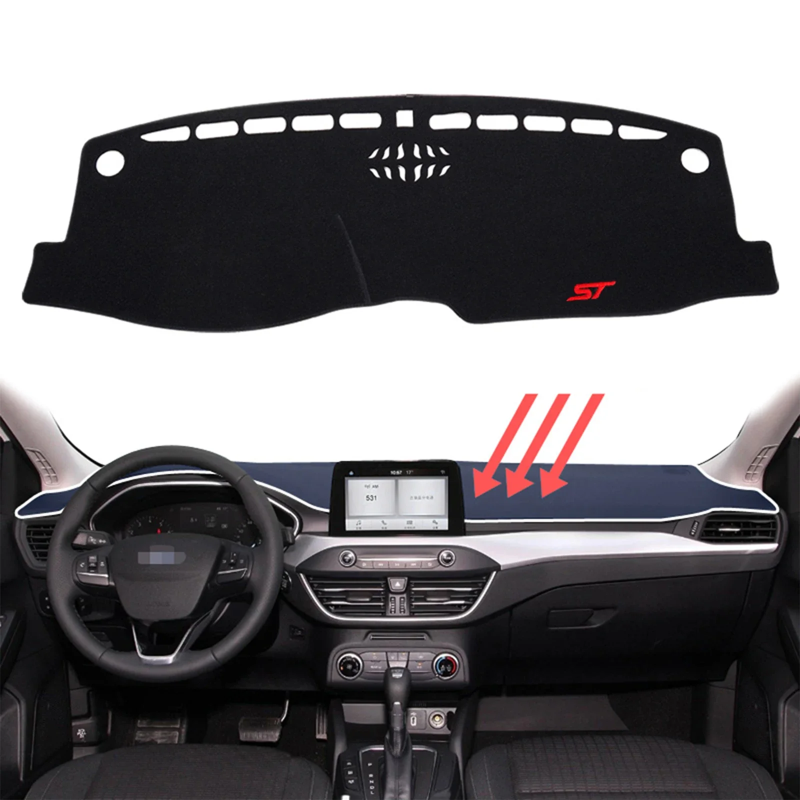 

For Ford Focus ST RS 2024 - 2019 Car Dashboard Mat Sunshade Protective Carpet Dash Mat Dashmat