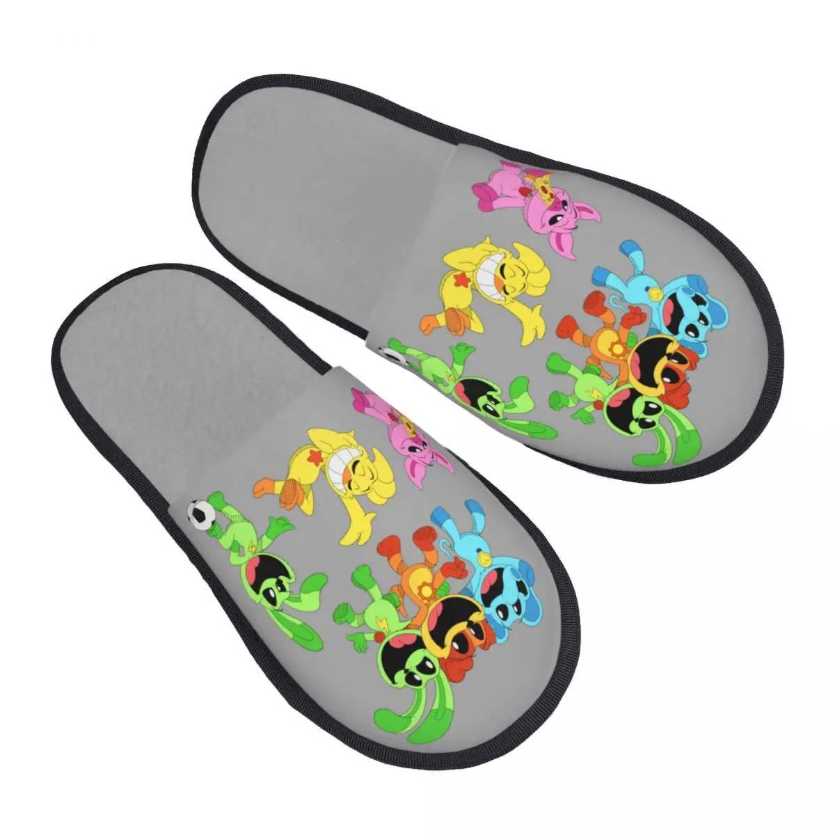 Custom Colorful Smiling Big Mouth Critters Group Guest Slippers for Hotel Women Scarry Animated Game House Slipper