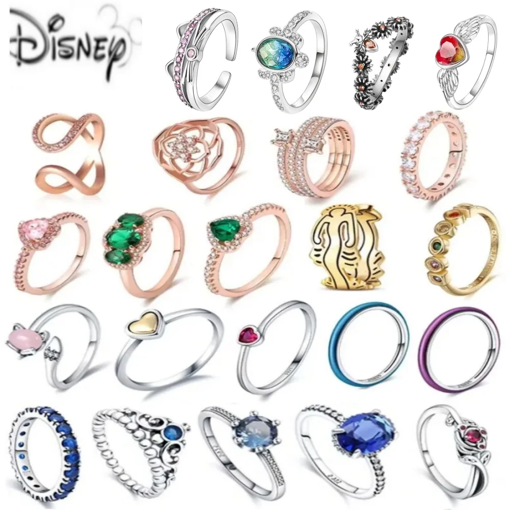 New Disney Jewelry Gems Happy Fashion Charm Fit Pandora Ring Valentine's Day Gift Birthday Gift