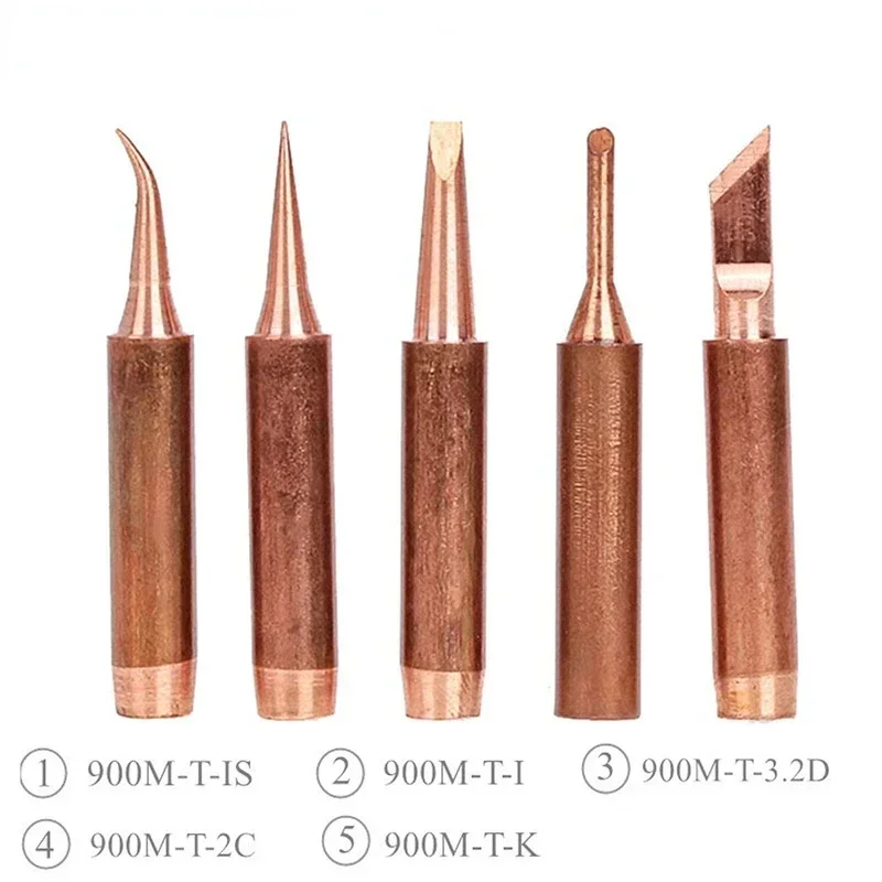 5pcs Pure Copper Lead-Free 900M-T-K Soldering Iron Tip Soldering Iron Tip for Soldering Rework Station Soldering Tools