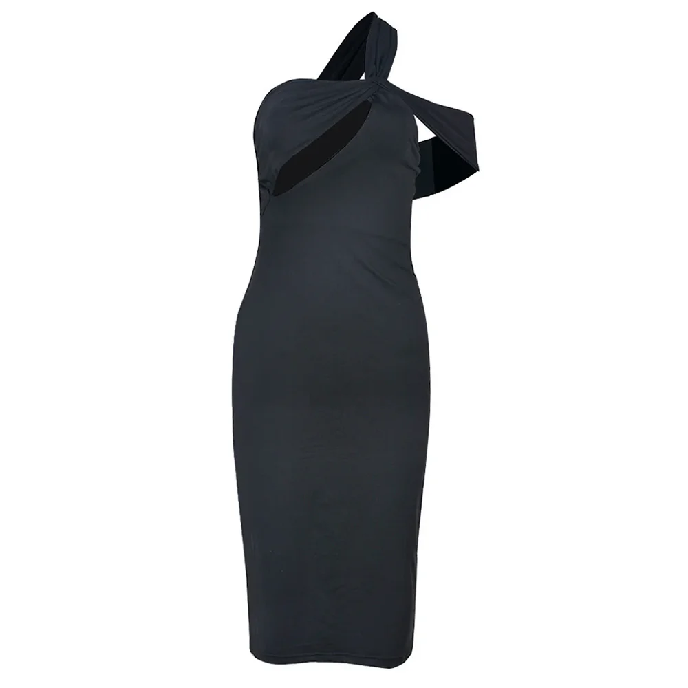 Elegantes One-Shoulder-Kleid für Damen, ausgeschnitten, sexy, ärmellose Outfits, Party, Club, Sommerkleid, schwarze Geburtstagskleider, Kleidung für den Sommer