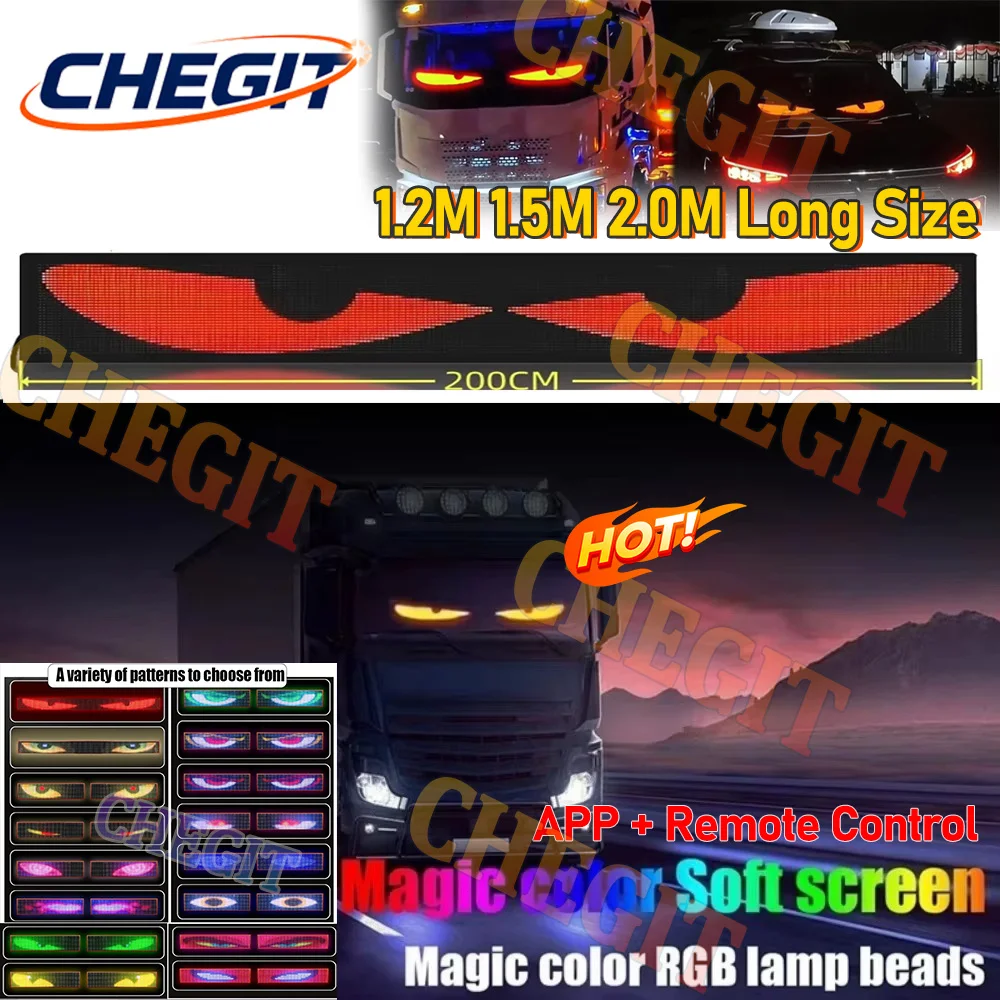 

2 м Devil Eye Truck LED Matrix Pixel Panel APP Пульт дистанционного управления Освещение Текст Граффити Прокрутка Stickup Текстовая доска Лобовое стекло автомобиля