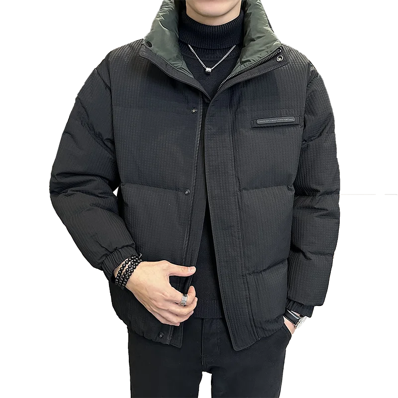 Wind winter casual no hat standing collar solid color casual high-quality coat men