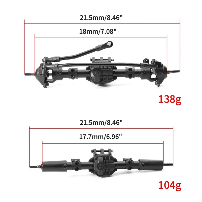 2Pcs Front and Rear Differential Axle for Axial SCX10 II 90046 90047 1/10 RC Crawler Car Upgrade Parts Accessories