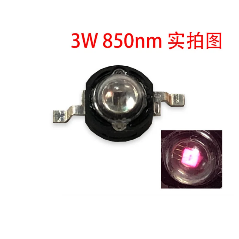 LED Beads 3W 10PCS Infrared IR High Power Black Bracket 60 Degree 120 Degree Lens 850nm 940nm 1100nm