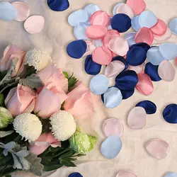 Pétalos de rosa de seda azul mezclados, flores artificiales para bodas, 200 unids/lote por bolsa