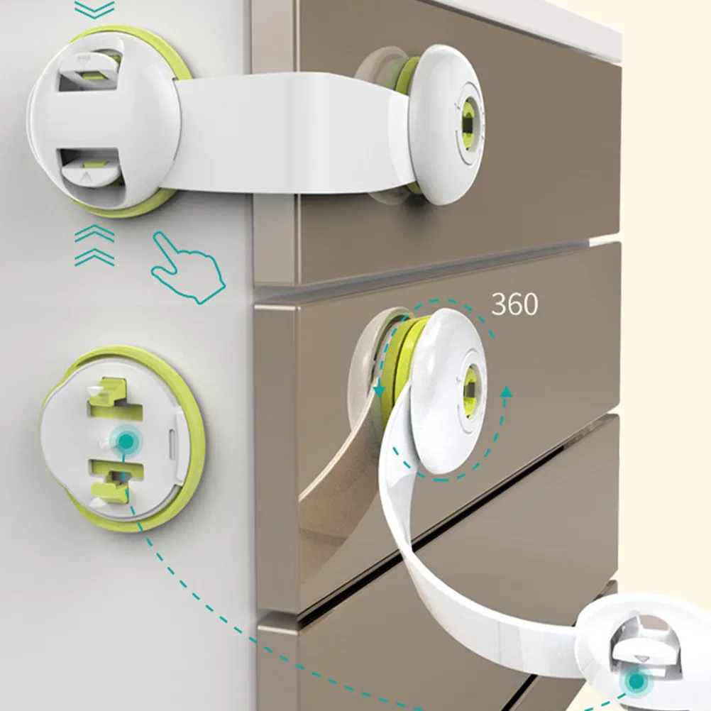 

4Pcs Child Safety Locks Double Button Cabinet Lock Self-Adhesive Multipurpose Refrigerator Drawer Door Safety Latch