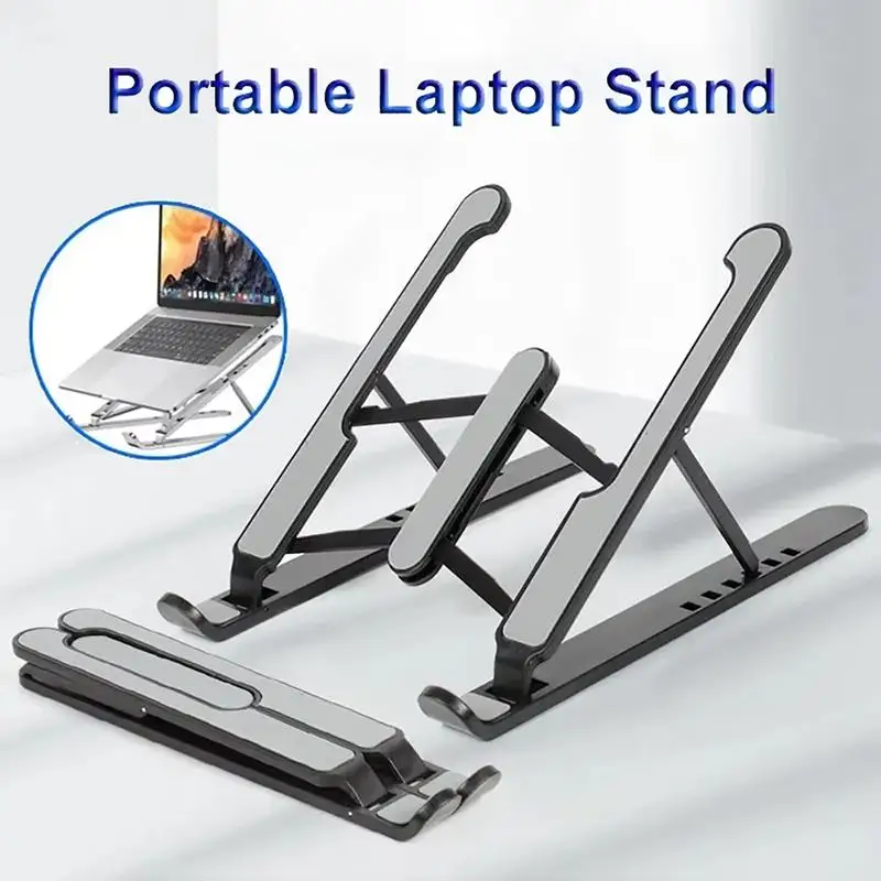 Soporte ajustable de aluminio para portátiles, altura de 1 a 6 niveles, diseño plegable y portátil para portátiles de 8 a 16 pulgadas, ventilación y disipación de calor mejoradas