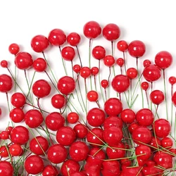 50/100Pcs Christmas Decoration Foam Bead Red Berry Xmas Tree Ornaments for Home Navidad New Year Decor Craft Garland Accessories