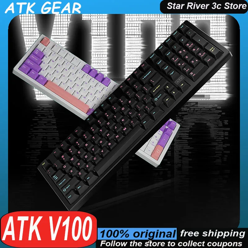 ATK V100 Mechanical Keyboard Wireless 3Mode Aluminum Alloy Upper Cover 1ms Ultra-low latency Hot plug RGB Custom Gaming Keyboard