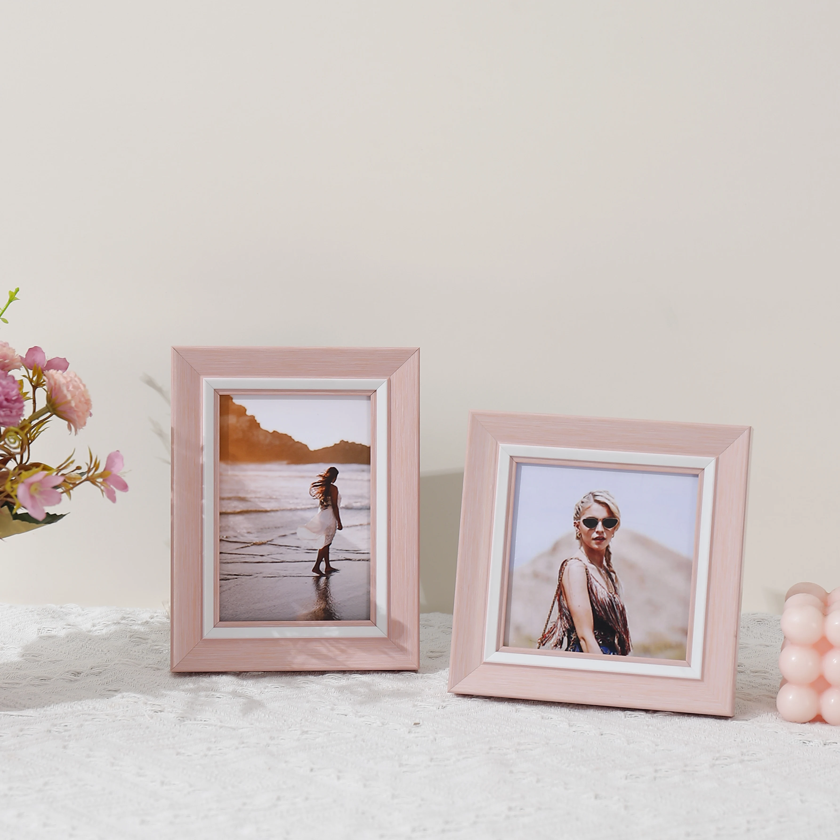 Nordic powder light luxury picture frame Plastic picture frame with HD Plexiglass fashion modern style pink picture frame