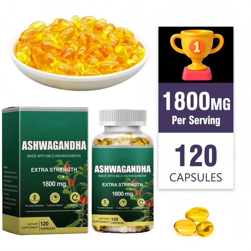 

KSM-66 Ashwagandha Capsules 1800mg Muscle Performance Supplement Stress Focus Brain Energy Sleep Health Support