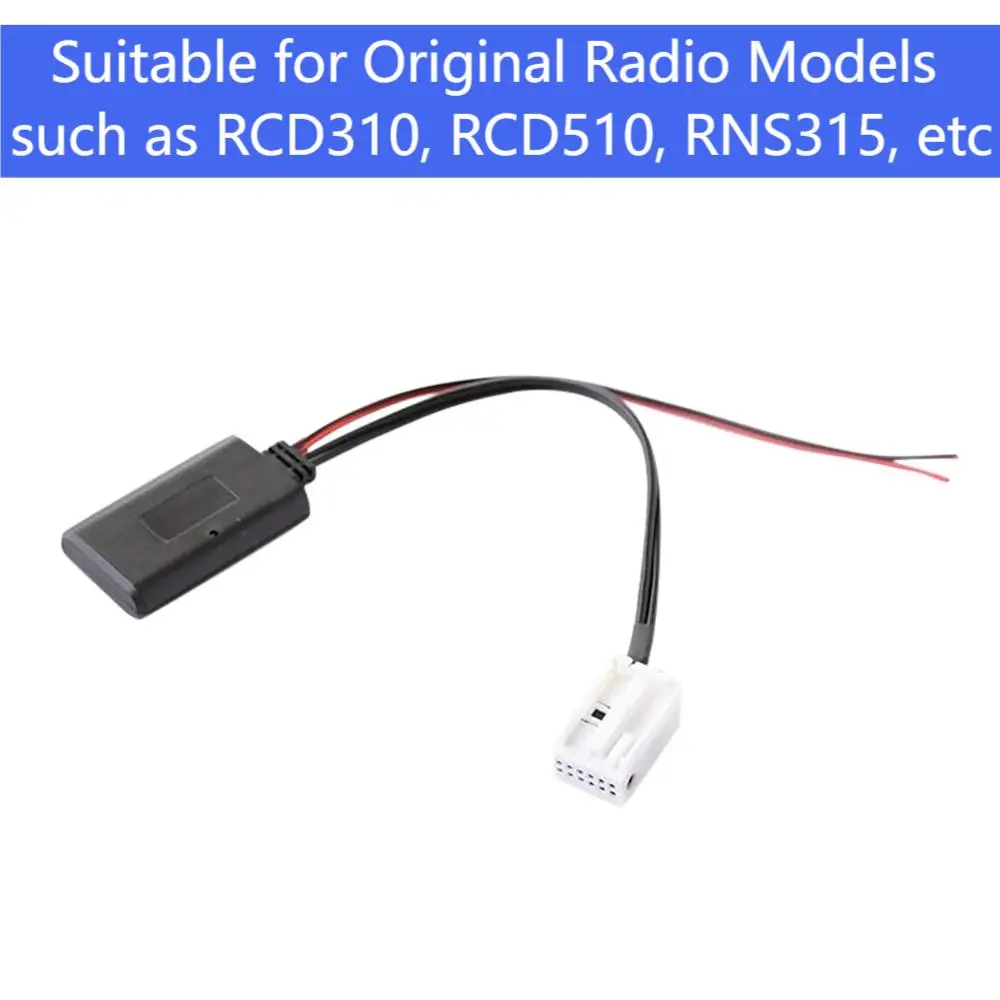 Adapter Bluetooth 5.0 AUX MP3 do samochodu, kompatybilny z Volkswagen RCD510 RCD310 RNS315 RNS310 MFD2, z 12-pinowym złączem.