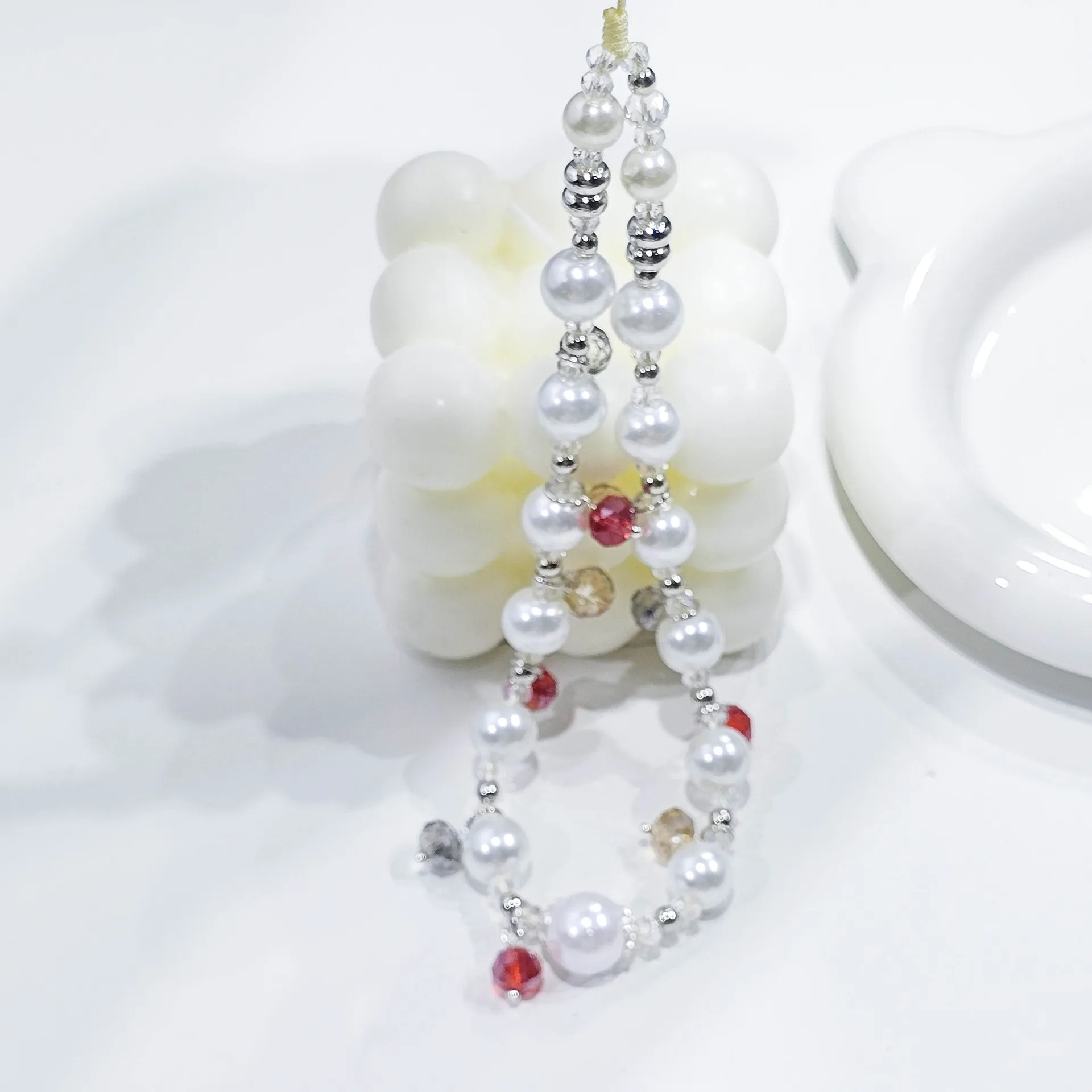 الإبداعية اللؤلؤ منقطة لامعة مطرز حقيبة الهاتف المحمول الحبل المألوف تنوعا الهاتف المحمول الحبل قلادة الملحقات #2