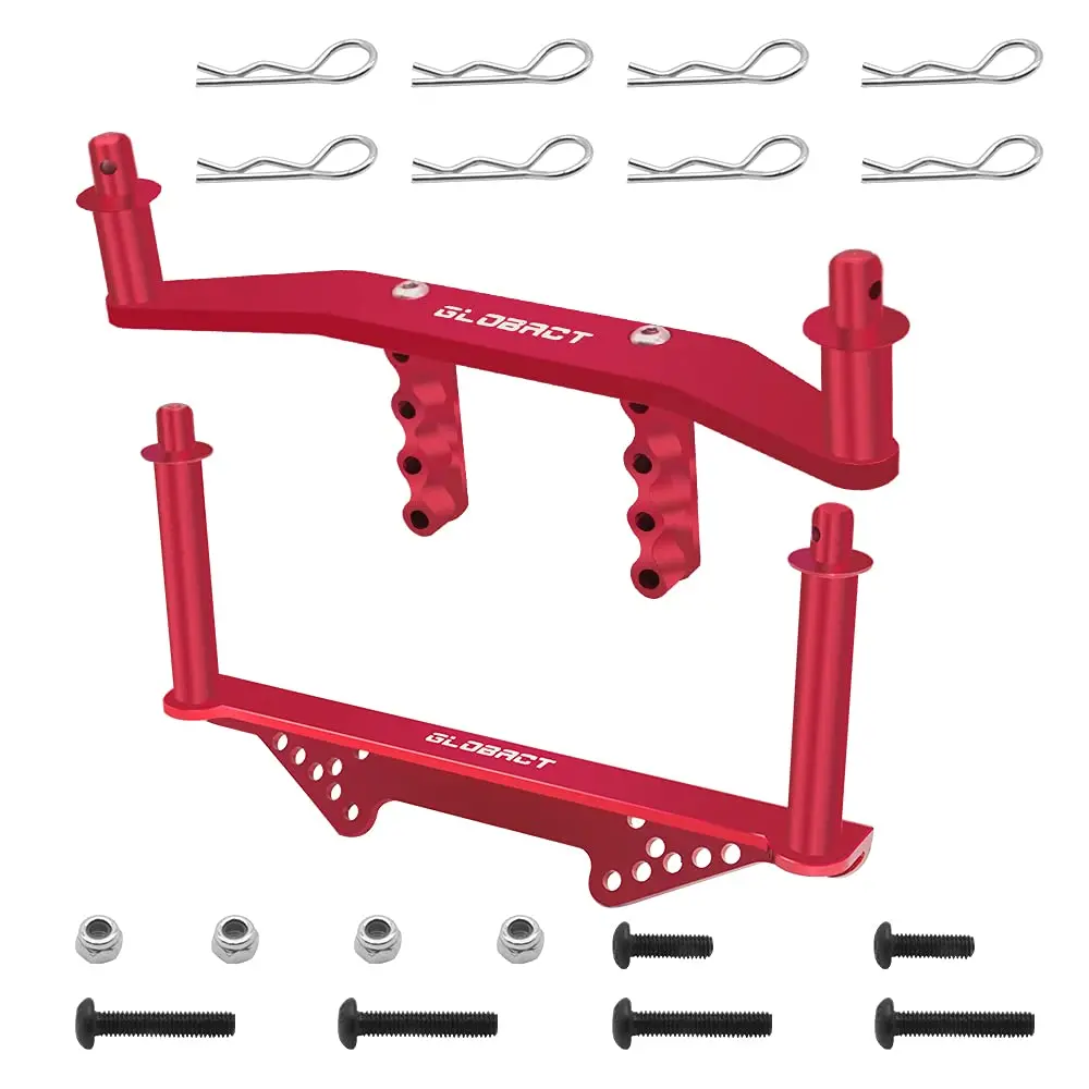 

GLOBACT Aluminum Front & Rear Body Mounts with Body Posts Upgrade Parts for 1/10 Slash 2WD Rustler Stampede VXL#1914R RED