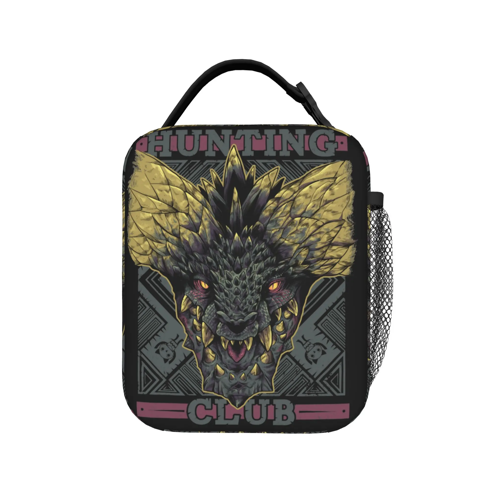 Monster Hunter Hunting Club Nergigante Insulated Lunch Bags Cooler Bag Reusable,Meal Container  Leakproof Tote Lunch Box