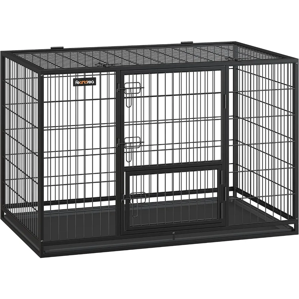 

Heavy-Duty Dog Crate, Metal Dog Kennel and Cage with Removable Tray, XXL for Large Dogs, 48 x 29.3 x 31.7 Inches