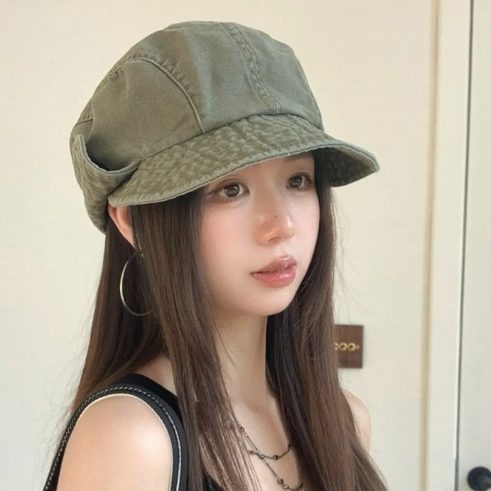 Versatile Retro Fisherman Beret Wide Brim Breathable Flip Up Sunshade Hat Adjustable Versatile Newsboy Cap Commute