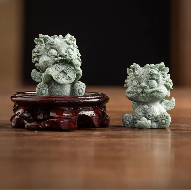 Green Sandstone Lion Beast Tea Pet Yixing,Can Be Used To Raise Tea and Play with Ornaments,Cute Tea Set Accessories,Holiday Gift