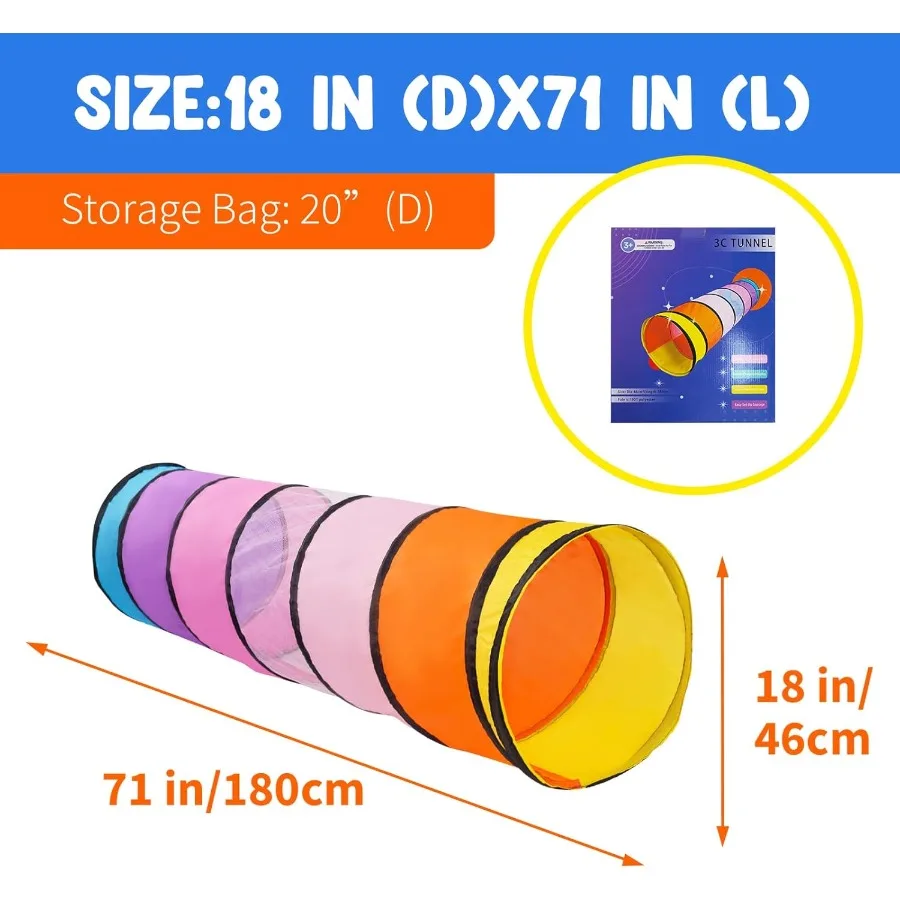 Play Tunnel for ToddlersPop Up Crawl Through Tunnel Play Tent for Baby Infant or Pet Indoor and Outdoor Toys for Boy and Girl B