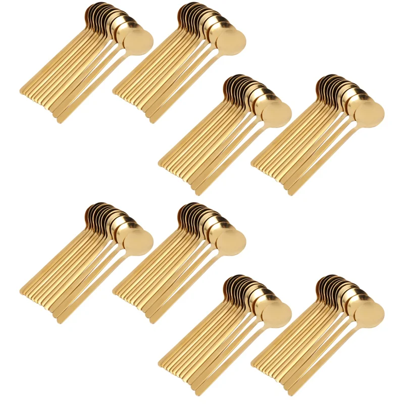 

96Pcs Round Shape Coffee Spoon Stainless Steel Mini Teaspoons Sugar Dessert Spoon Ice Cream Soup Spoon Kitchen(Gold)-BAAX