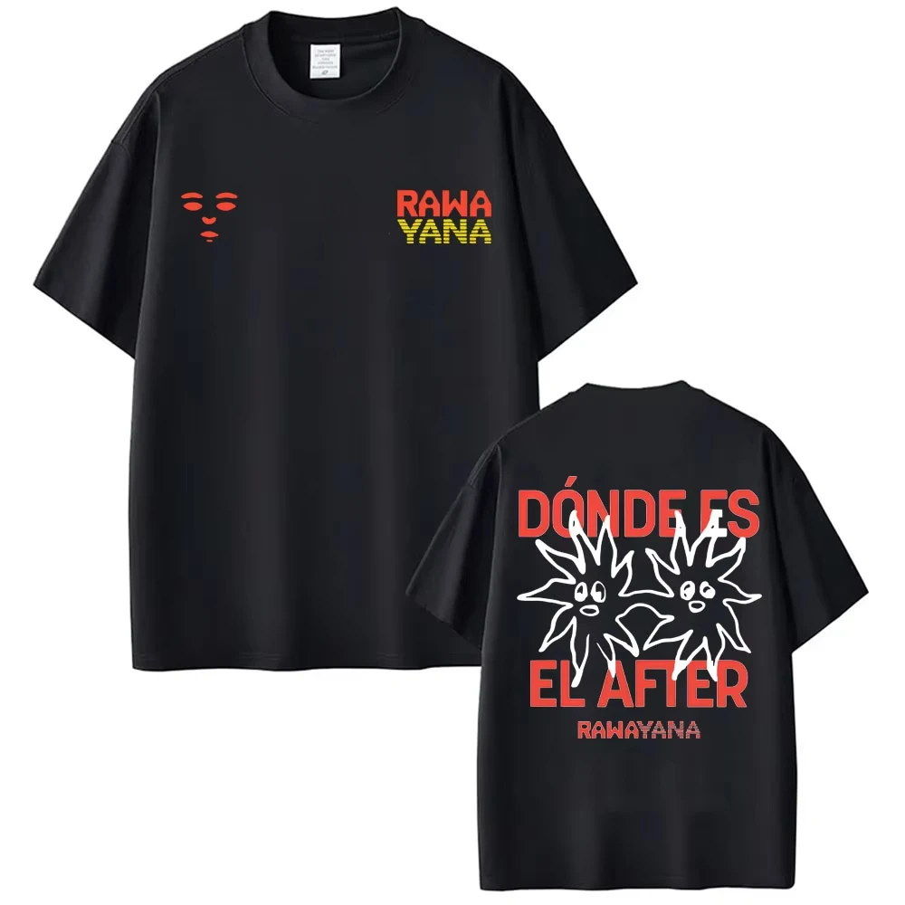 Camiseta Estampada Band Rawayana Donde Es El After Album para Homens e Mulheres, Moda Hip Hop, Camiseta Casual Solta e Oversized