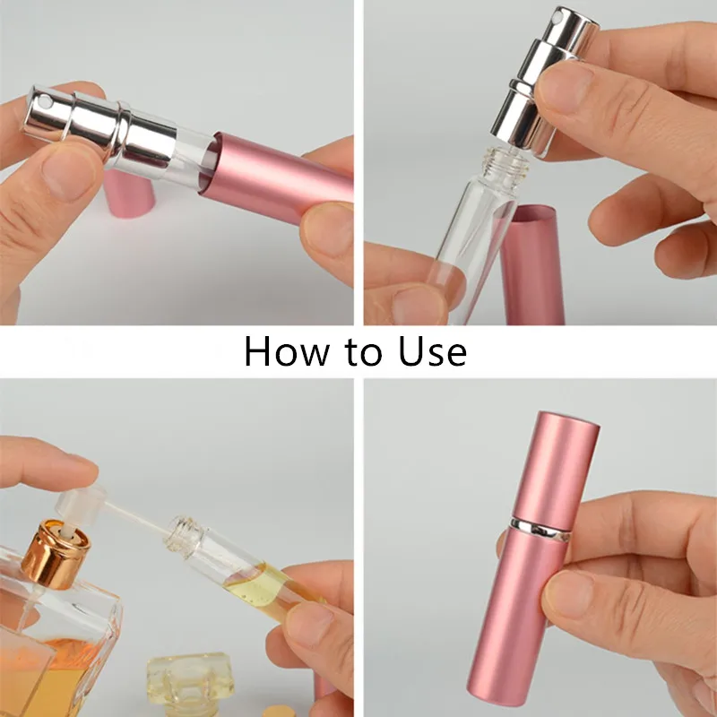 1PC 5ml 10ml Portable Mini Perfume Glass Bottle Travel Aluminum Spray Atomizer Empty Metal Parfume Atomiser Sprayer