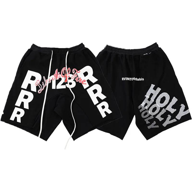 2025 new Top Quality RRR123 Drawstring Shorts Vintage Casual Alphabet Printed Sport Five Pants Beach Pants