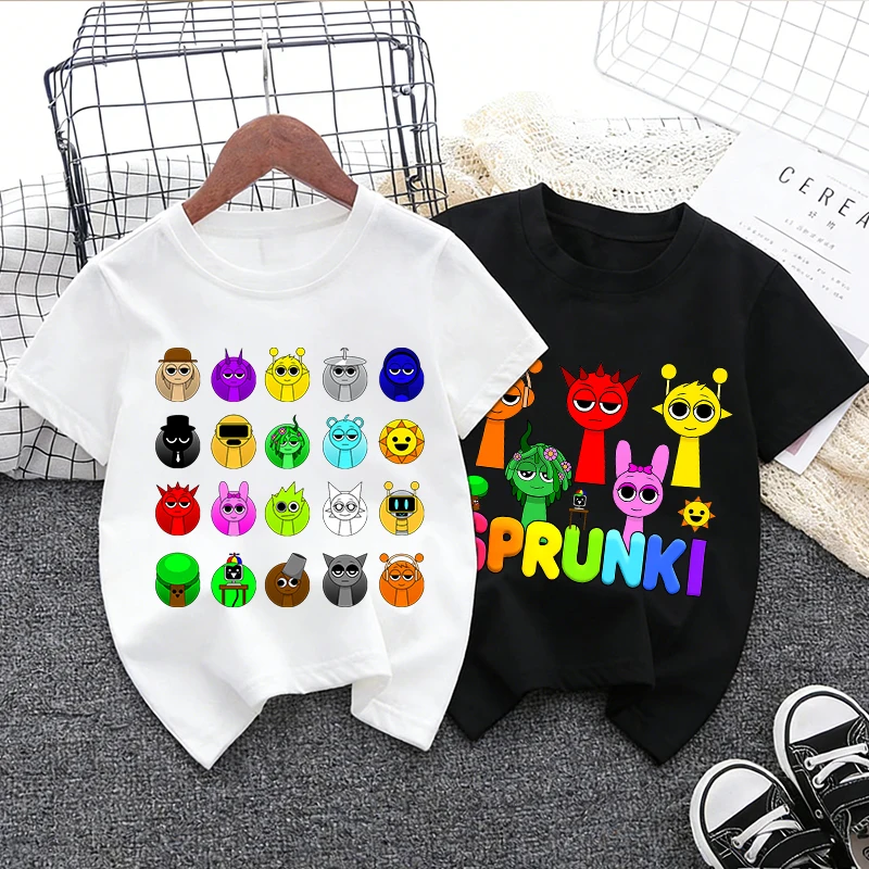 

Sprunki T-shirt Round Neck Short Sleeves Cute Cartoon Tees Fashion Cotton T Shirt Woman Man Tops Summer Comfortable Clothes New