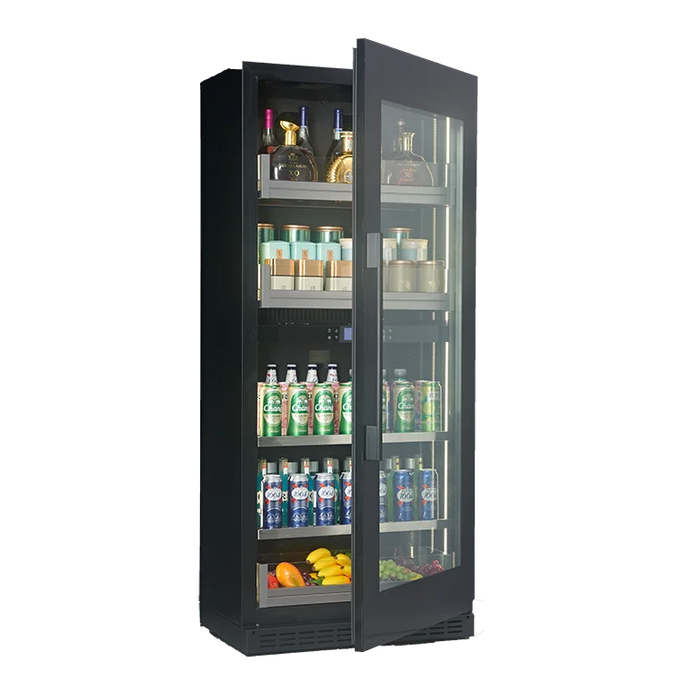 Electric Black Glass Door Wine and Beer Cooler Commercial Vertical Display for Household and Hotel Free Standing Installation