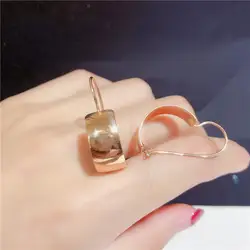 Creative classics 585 Purple Gold Plated 14K Rose Gold Wide Glossy Half Arc earings for women Simple Classic Party Jewelry