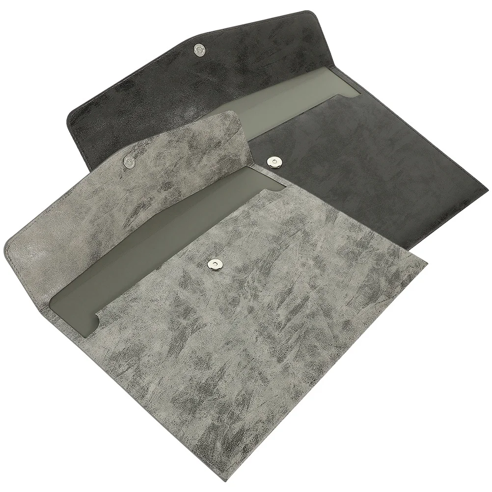 비즈니스 파일 및 영수증을 위한 2개 세트 가짜 문서 폴더 정리함 버튼 파우치 사무실용 포켓이 있는 폴더