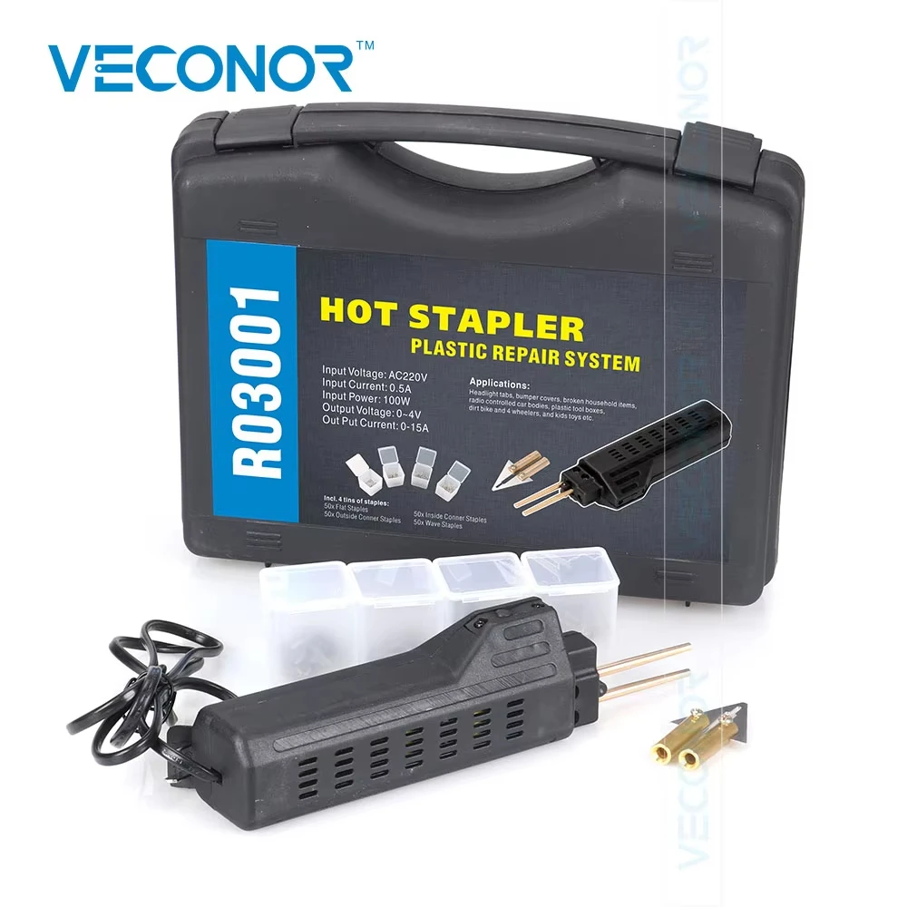 Plastic Welder Set Hot Stapler Soldering Tools Kit Car Bumper Fairing Auto Body Repair Plastic Repair System with 200PCS Staples