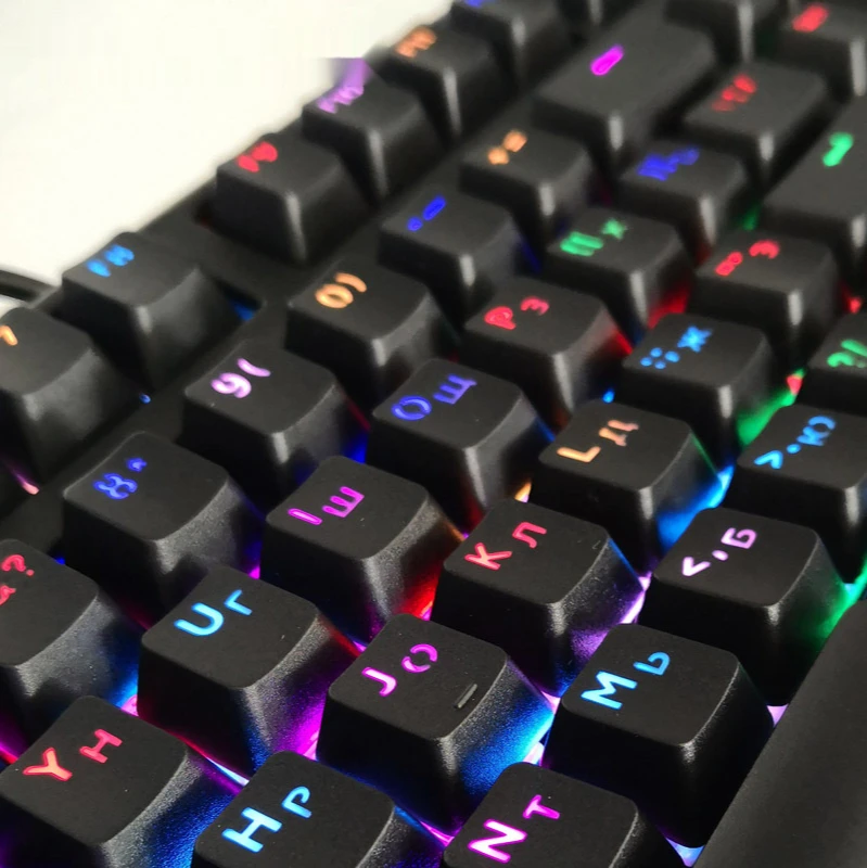 Keycaps per tastiera meccanica russa copritasti traslucidi personalizzati con caratteri con copritasti in bianco e nero ergonomia OEM
