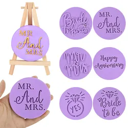 Wedding Cookie Cutters Bride To Be Mr Mrs Biscuit Embossed Mould Bridal Shower Party DIY Fondant Mold Cake Decorating Tools