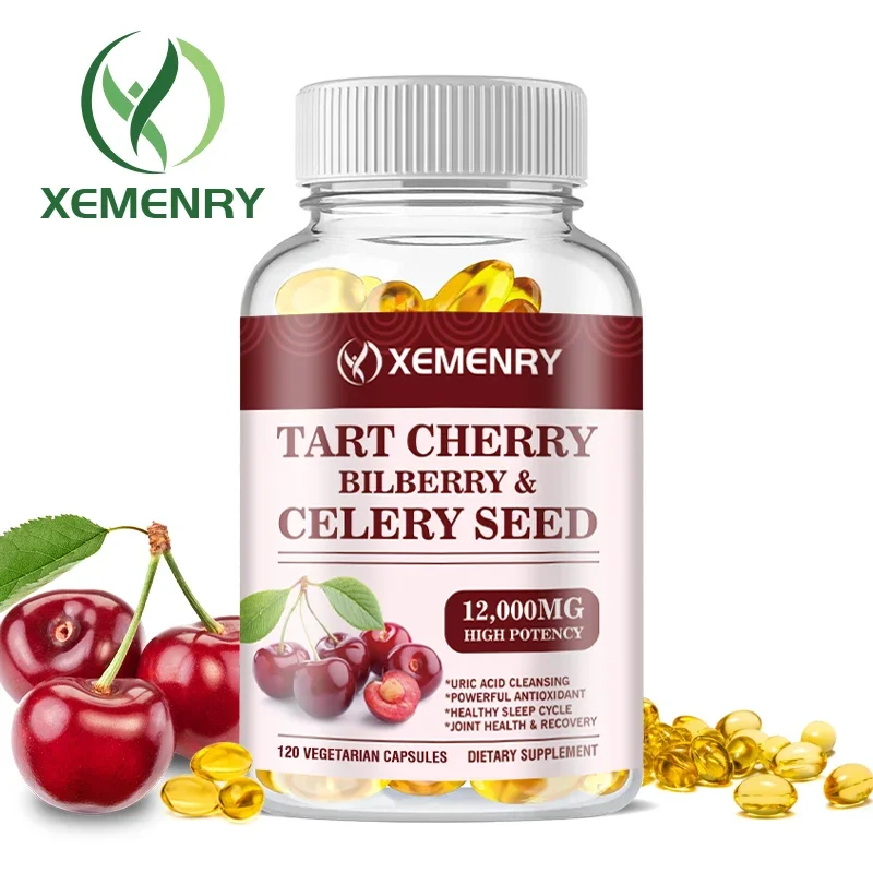 

Organic Tart Cherry Extract Supplement 12,000 Mg Strength 10:1 Extract Uric Acid 120 Vegetarian Capsules