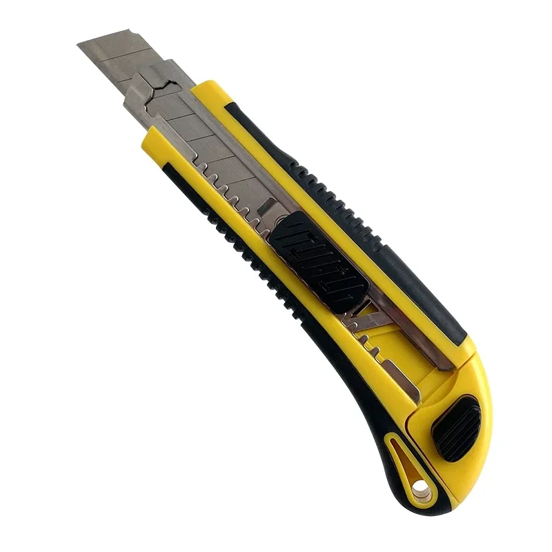 Cortador de Caixa Resistente Retrátil Faca Utilitária Lâminas de Pressão de Plástico Rx30837 de 18 mm de Largura Corte Afiado de Aço Carbono com Trava Automática