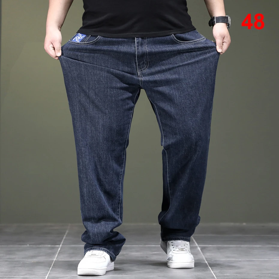 

Baggy Jeans Men 48 Plus Size Straight Denim Pants Male Fashion Casual Solid Color Baggy Jeans Big Size