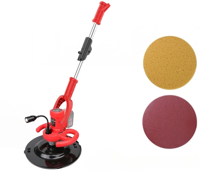 Electric cement trowel machine polishes concrete mortar on walls and floors