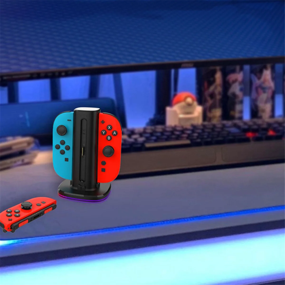 

Y34A Зарядная док-станция 4 в 1, зарядное устройство для контроллера Switch 2 Joycon 4, со светодиодным индикатором, геймпад, зарядная док-станция