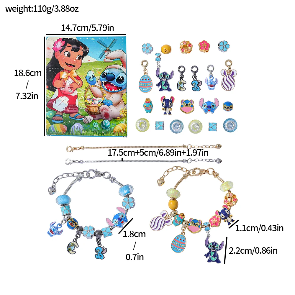 Caja ciega sorpresa de Adviento de Lilo & Stitch de Disney, dijes DIY, figura de punto bonita de dibujos animados, colgante para regalo de juguete periférico
